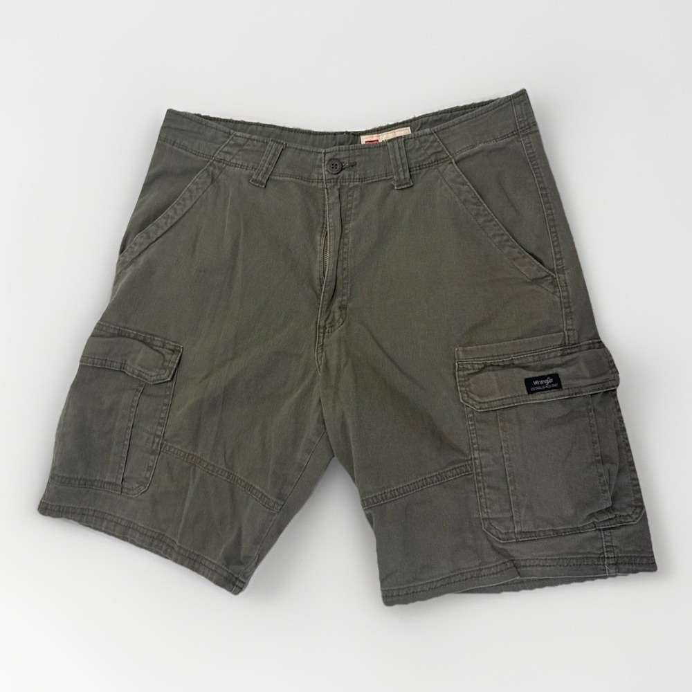 Wrangler Men's Five Star Premium Flex Cargo Zip Shorts Size 34 Olive Green
